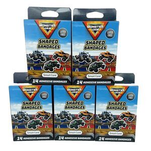 5 Pack MONSTER JAM Shaped Adhesive Bandages Bandaids 14 Per Box BRAND NEW